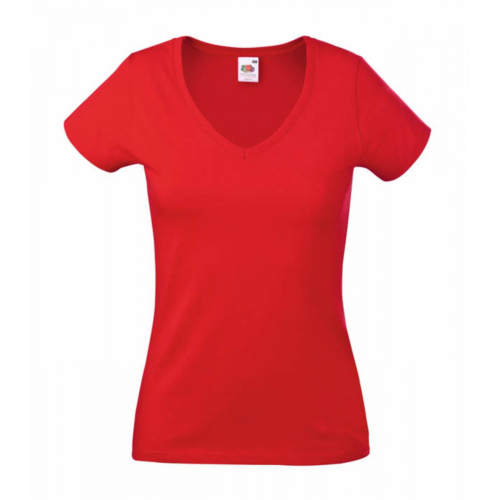 Lady Fit Valueweight V-neck T 10 st-Red-M