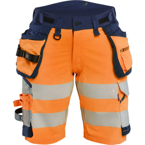 Women's Hi-Vis shorts 4-way stretch-Orange/Navy-C44