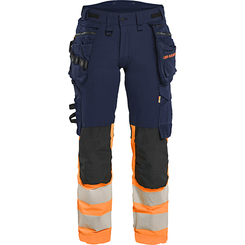 7025 Women's Hi-Vis trousers 4-way stretch-Orange/Navy-C34