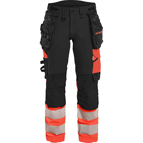 7025 Women's Hi-Vis trousers 4-way stretch-Red/Black-C34