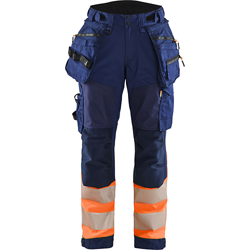 7114 Women's Hi-Vis softshell trousers-Orange/Navy-C32