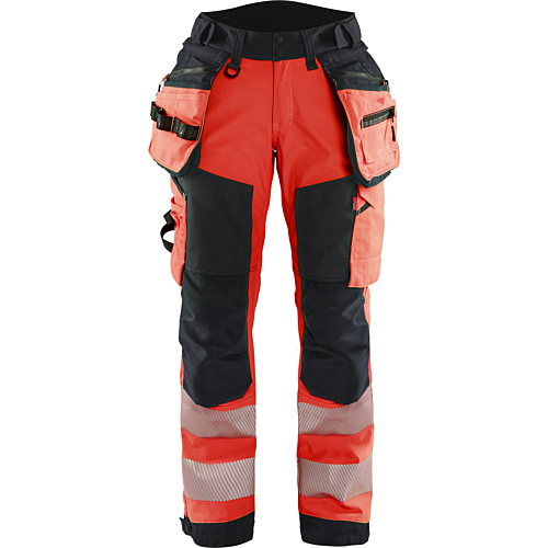 7118 Women's Hi-Vis softshell trousers-Red/Black-C34