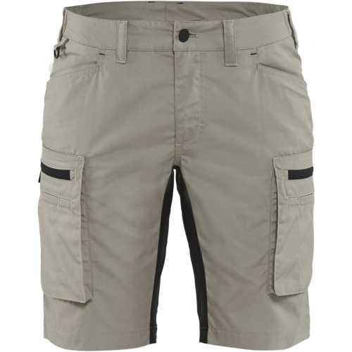 Ladies service shorts with stretch-Khaki/Black-C30