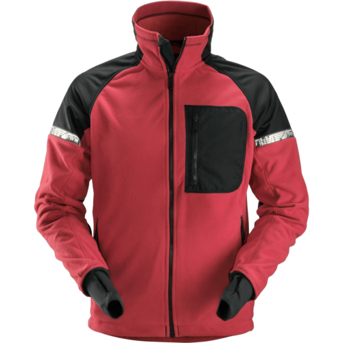 Windproof Fleece Jacket-Red/Black-XS