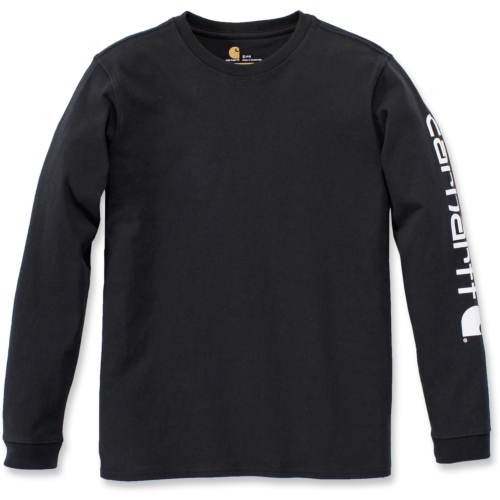 Loose fit heavyweight long-sleeve logo sleeve graphic t-shirt-Black-S