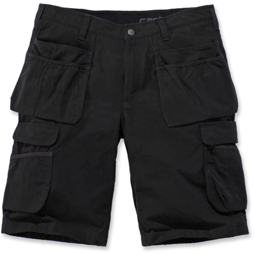 Rugged flex® relaxed fit ripstop cargo multi pkt work short-Black-33