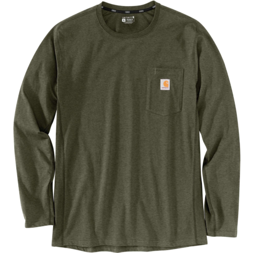 Force® relaxed fit midweight long-sleeve pocket t-shirt-Army Green-S