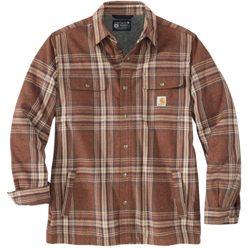 Relaxed fit heavyweight flannel sherpa-lined shirt jac-Wine Red-M