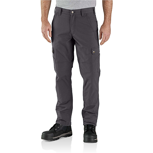 Rugged flex® relaxed fit ripstop cargo fleece-lined work pant-Dark Grey-W30 L32