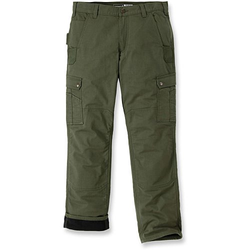Rugged flex® relaxed fit ripstop cargo fleece-lined work pant-Army Green-W30 L32