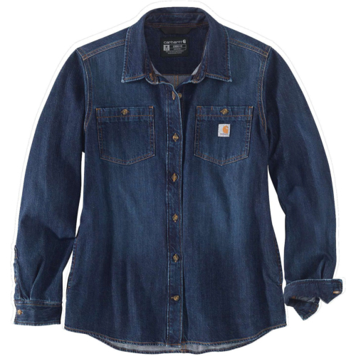 Relaxed fit midweight denim long-sleeve shirt