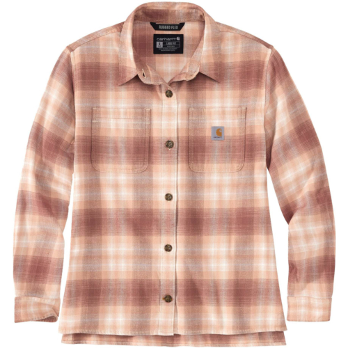 Rugged flex® loose fit midweight flannel long-sleeve plaid shirt-Pink-S
