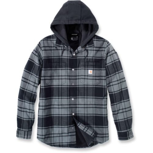 Rugged flex® relaxed fit flannel fleece lined hooded shirt jac-Dark Grey-S