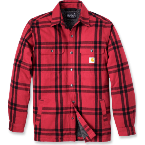 Relaxed Fit Flannel Sherpa-Lined Shirt Jac-Red-S