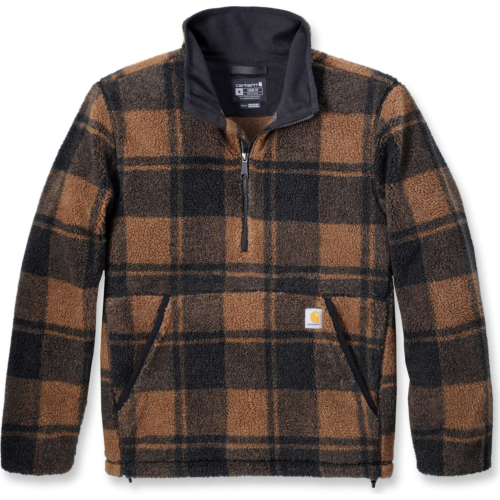 Loose Fit Fleece Pullover-Black/Brown-S