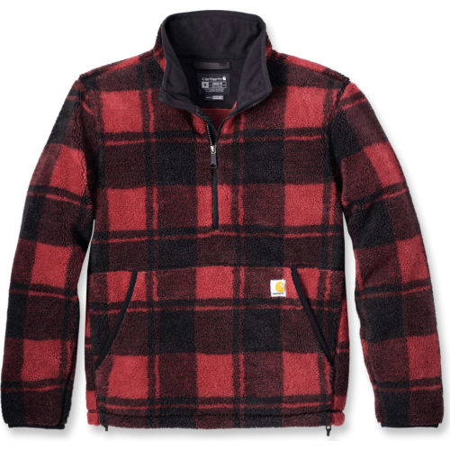 Loose Fit Fleece Pullover-Red/Black-S