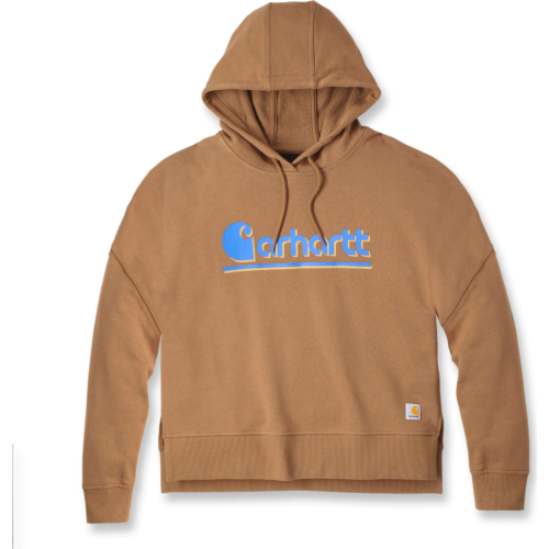 Tencel™ Fiber Series Loose Fit Fall Graphic Hooded Sweatshirt    -Brown-S